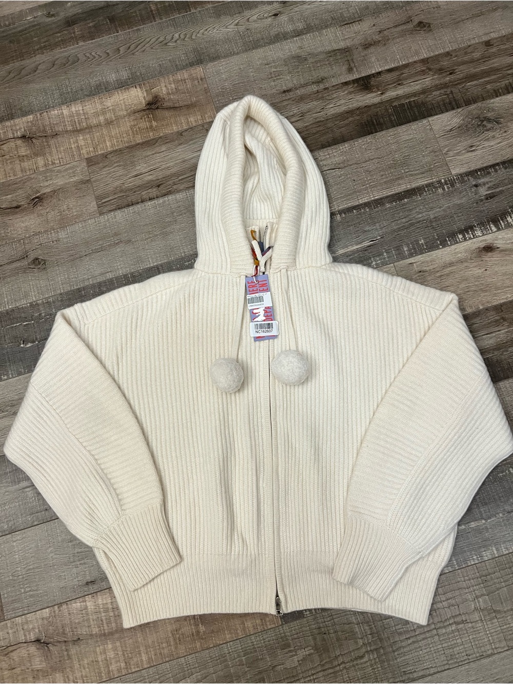 NakedCashmere Ivory Zip-Front Hooded Sweater size M NWT - Picture 5 of 16